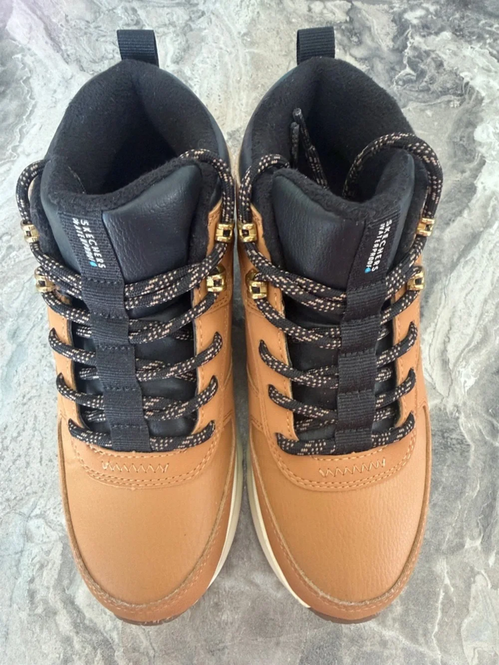 Skechers Kids Tan and Black Lace-Up Waterproof Boots